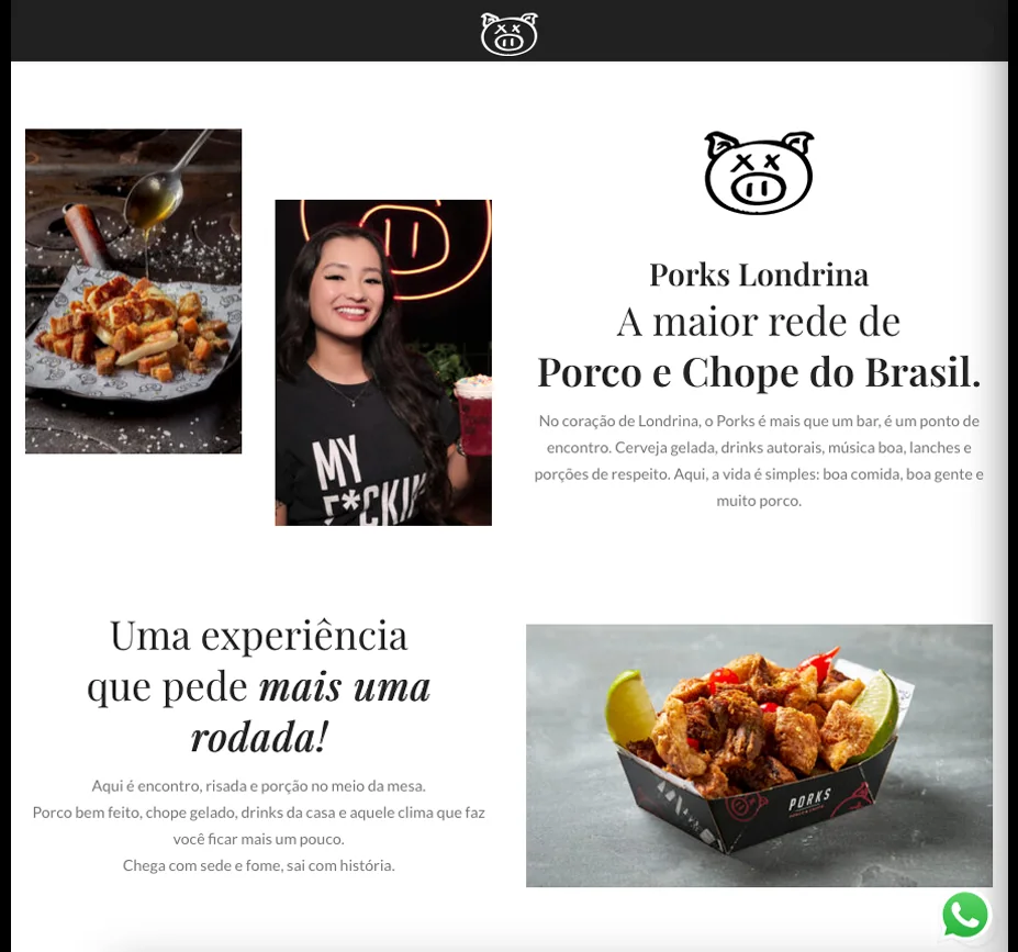 Porks, seção "A maior rede de Porco e Chope do Brasil"