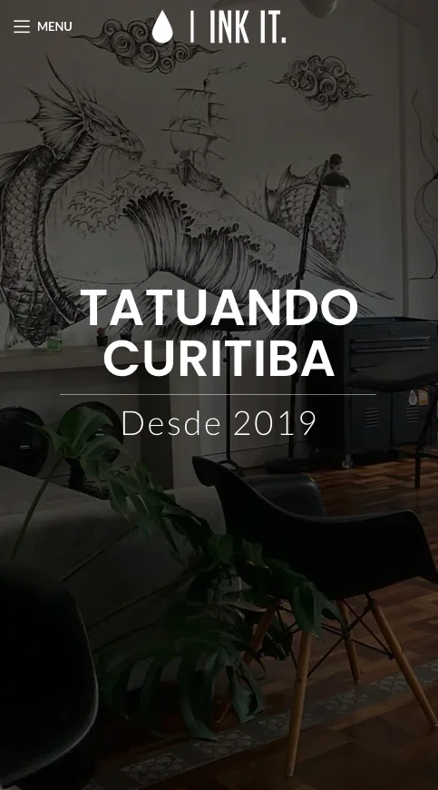 Ink It Tattoo, página inicial na versão mobile