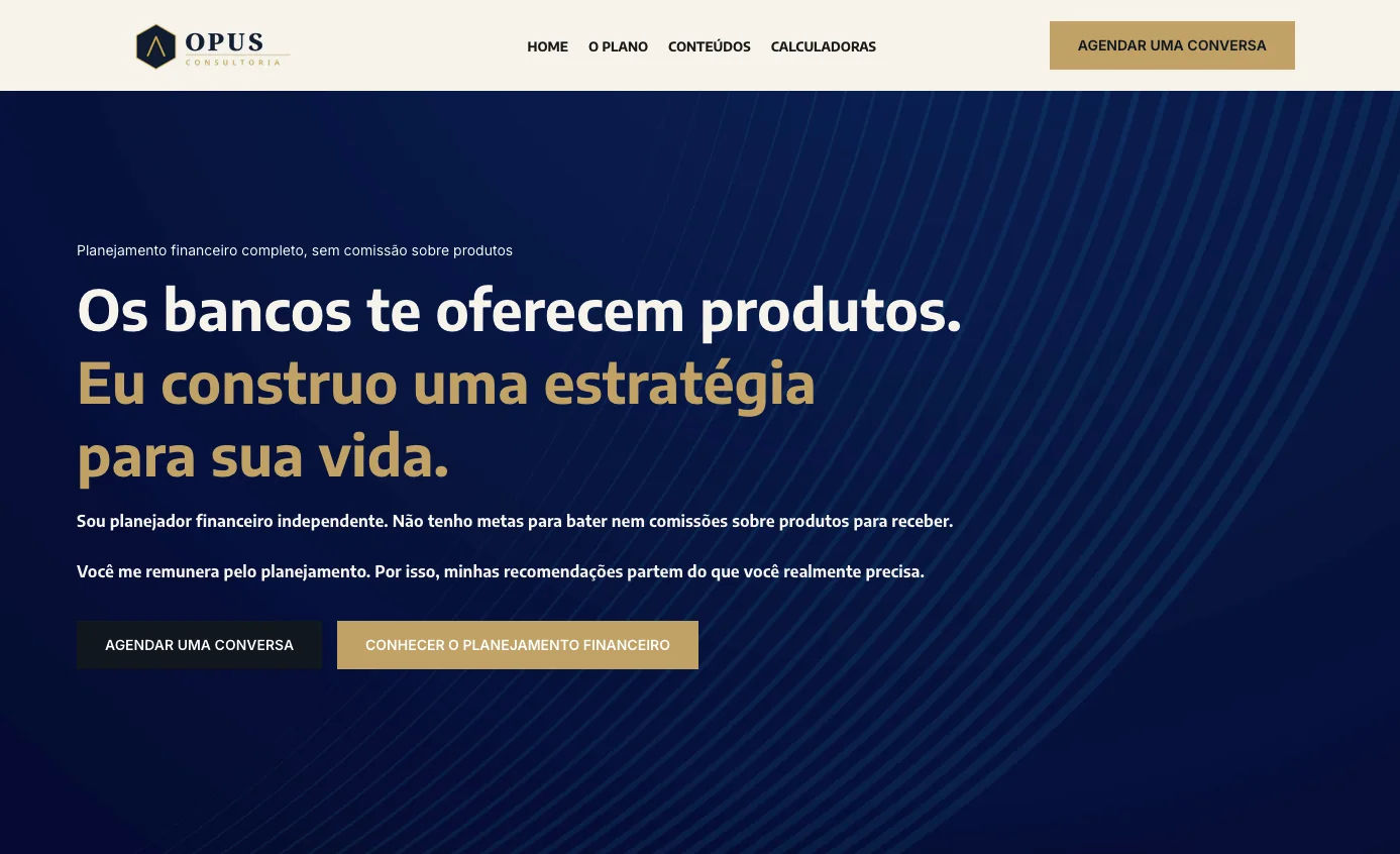 OPUS Consultoria, página inicial