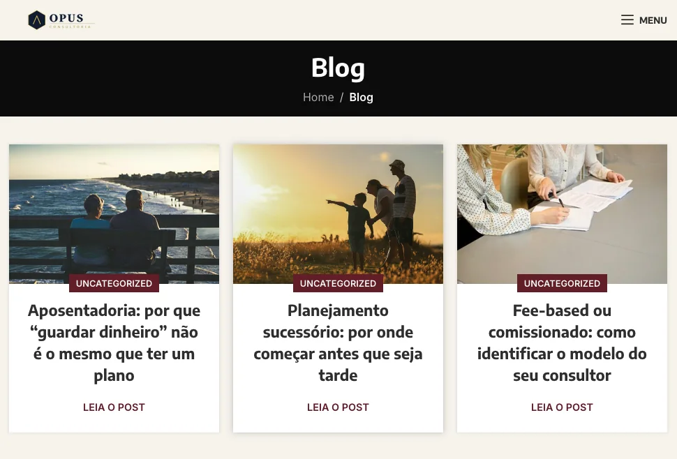 OPUS Consultoria, blog com artigos de planejamento financeiro